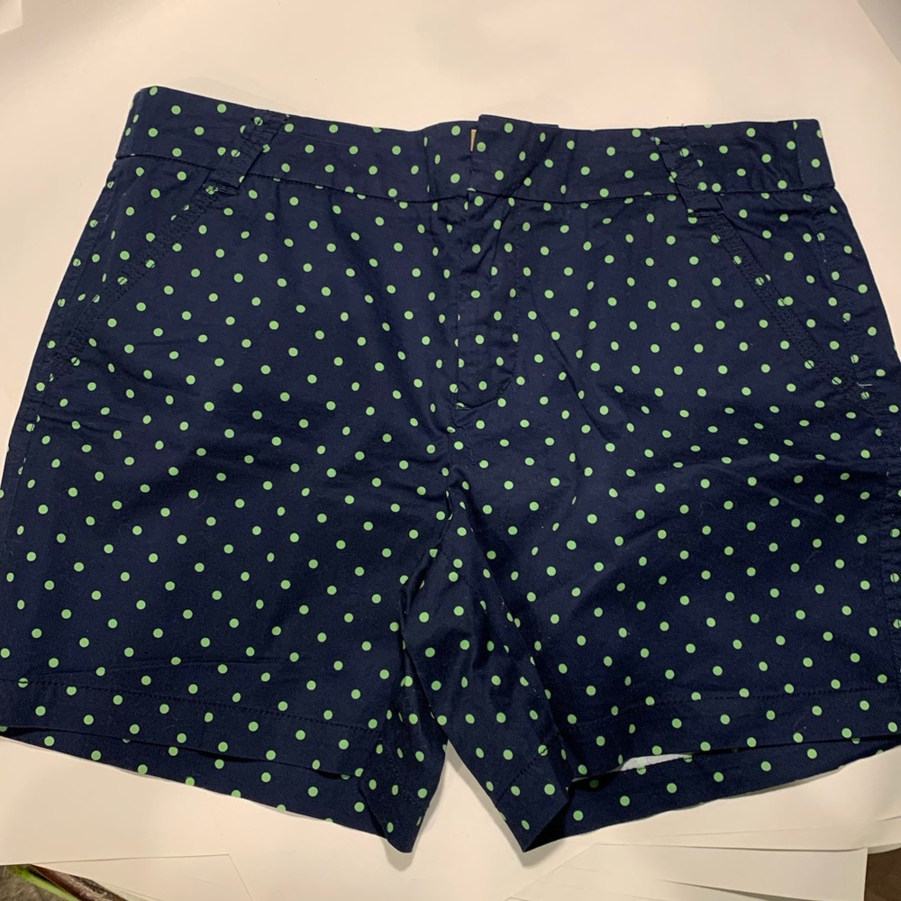 Blue Shorts with Green Polka Dots
